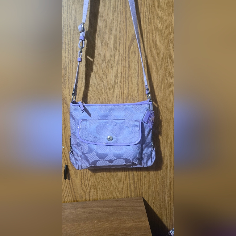 Coach Lavender Signature Jacquard Crossbody Bag - Picture 2 of 12
